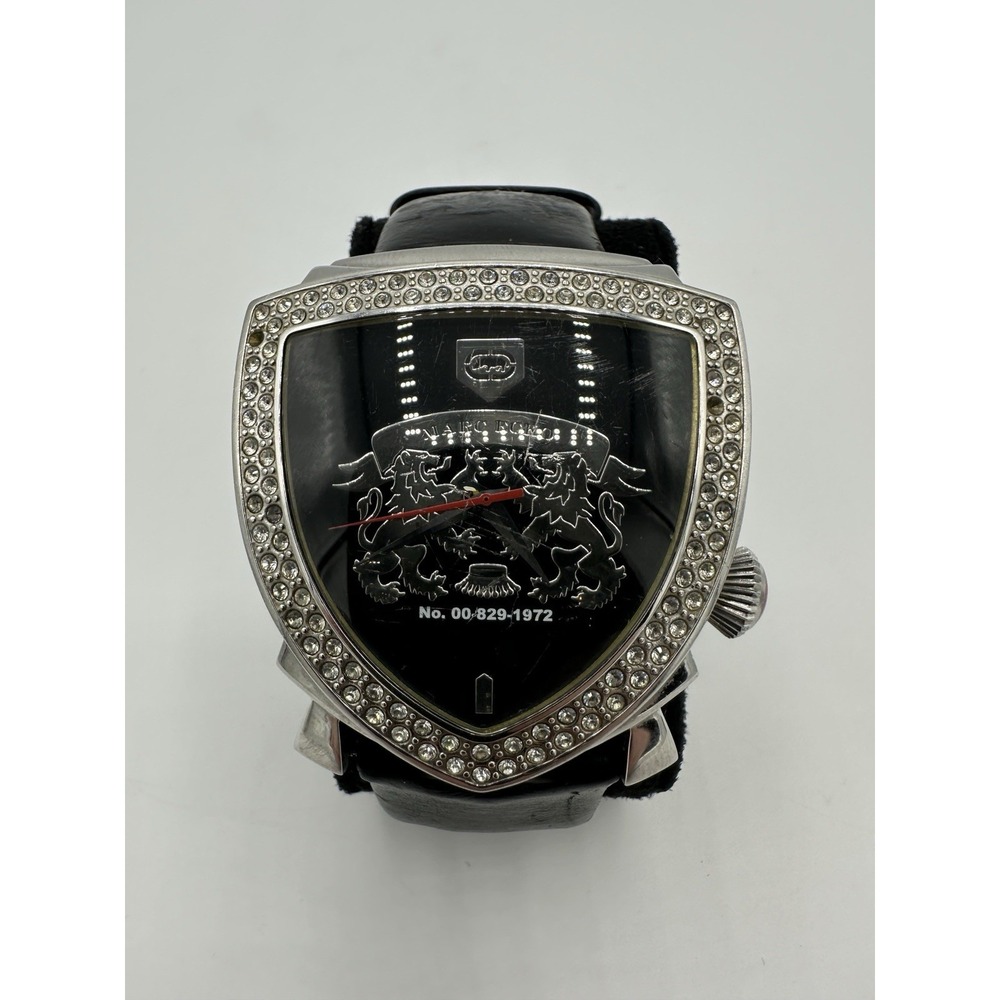 Marc Ecko Non-Stop Crystal Shield Rhinestone Watch E95013G1 Y2K AS IS